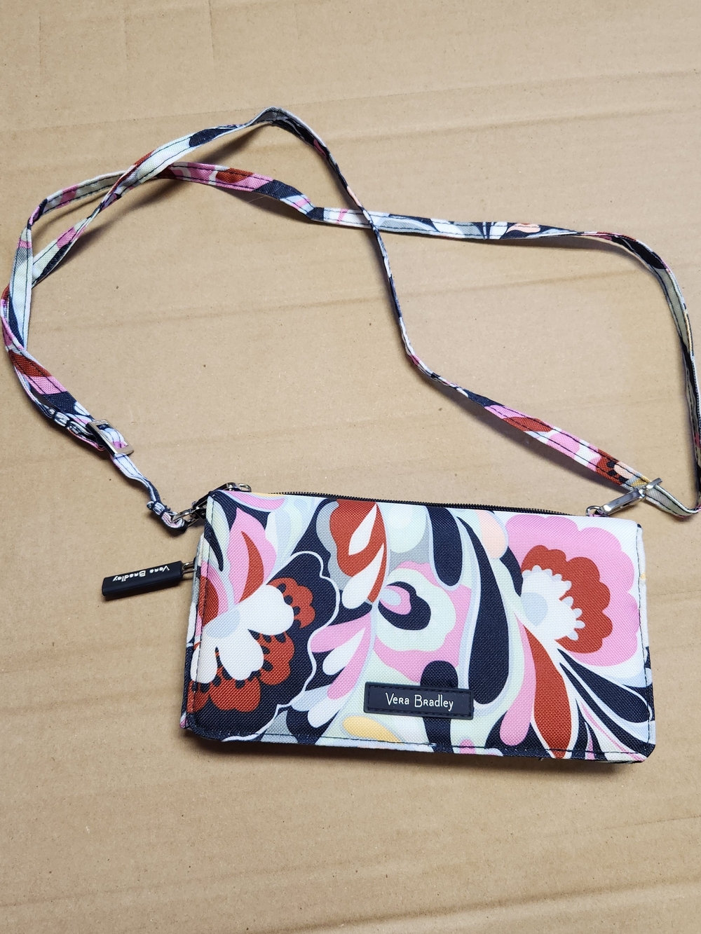 Vera Bradley Floral Print Crossbody Wallet - Pink, Navy, Coral